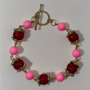 Elegant Pink and Red Beaded Bracelet